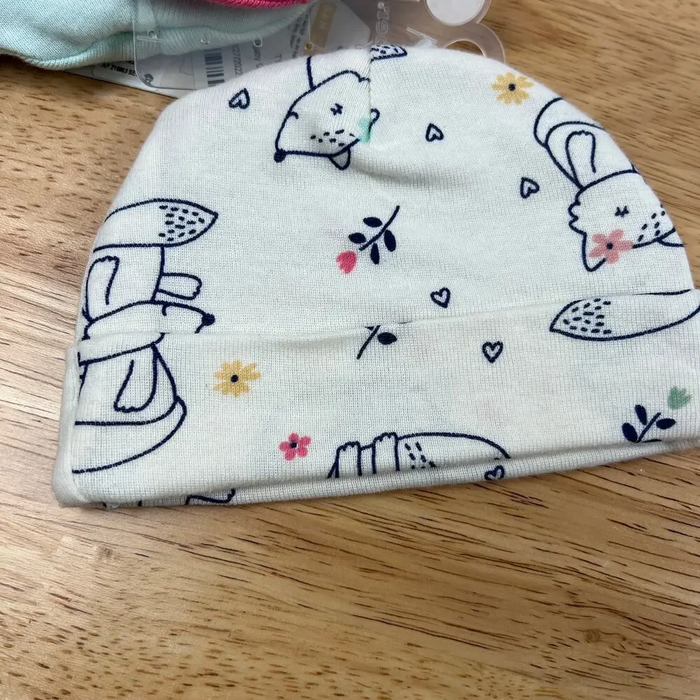 Gerber Baby Girls' Four Pack Fox-Themed Caps - NWT